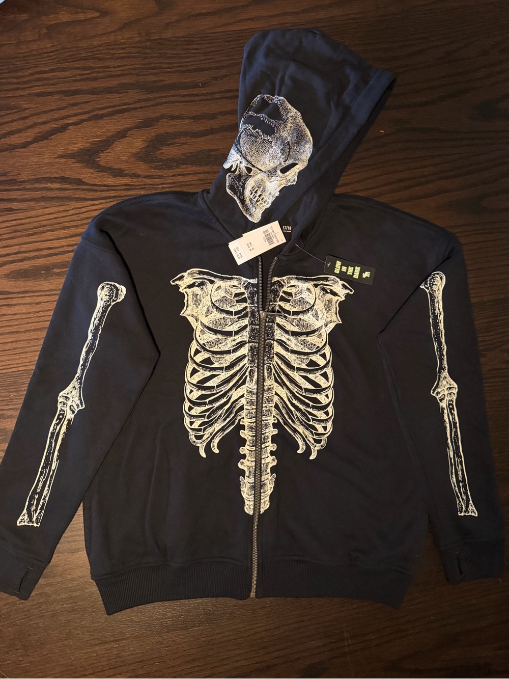 abercrombie kids Black Glow-In-The-Dark Skeleton Zip Hoodie and Joggers set. - Picture 2 of 6